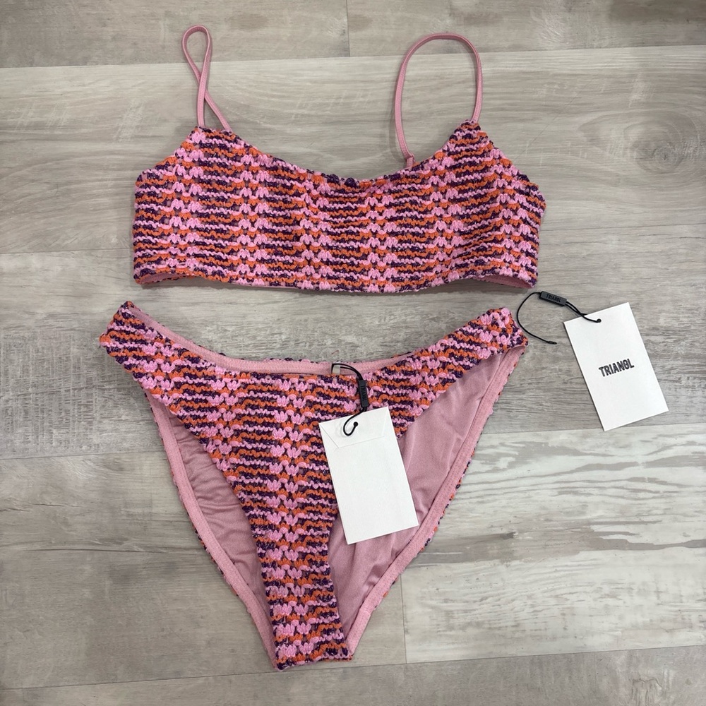 MICA - BLOSS Pink Crochet Crop Bikini Set (Cheeky)